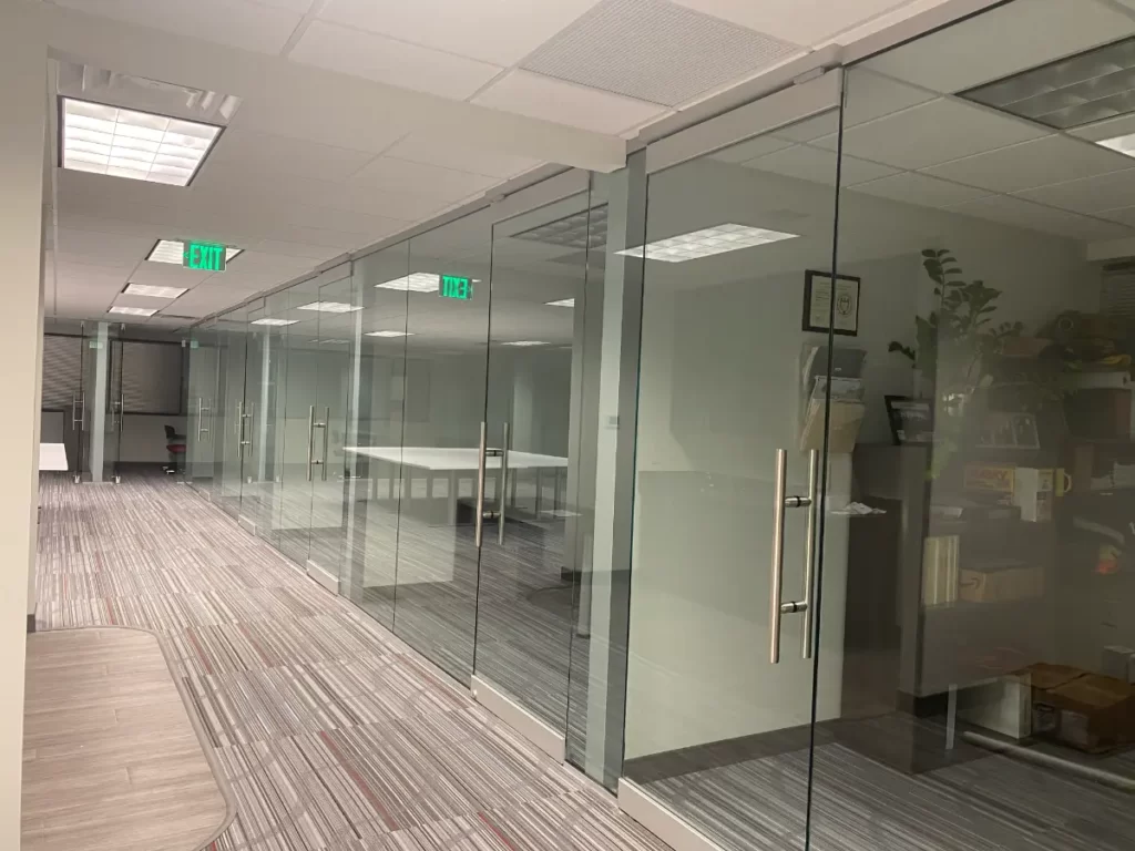 Glass walls and herculite door